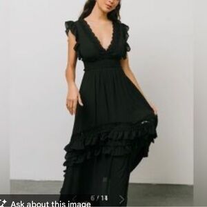Baltic Born Jasmine  Black Ruffle Maxi Dress Size Large